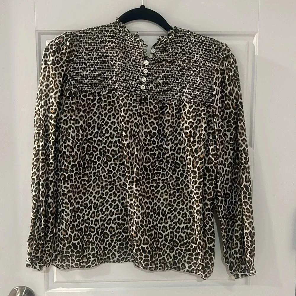 J. Crew Cheetah Print Blouse size Medium​